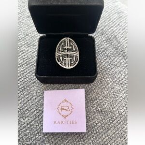 Rarities Sterling Silver Natural 1 ct White & , Black Diamond Pave Ring Sz 9 J19